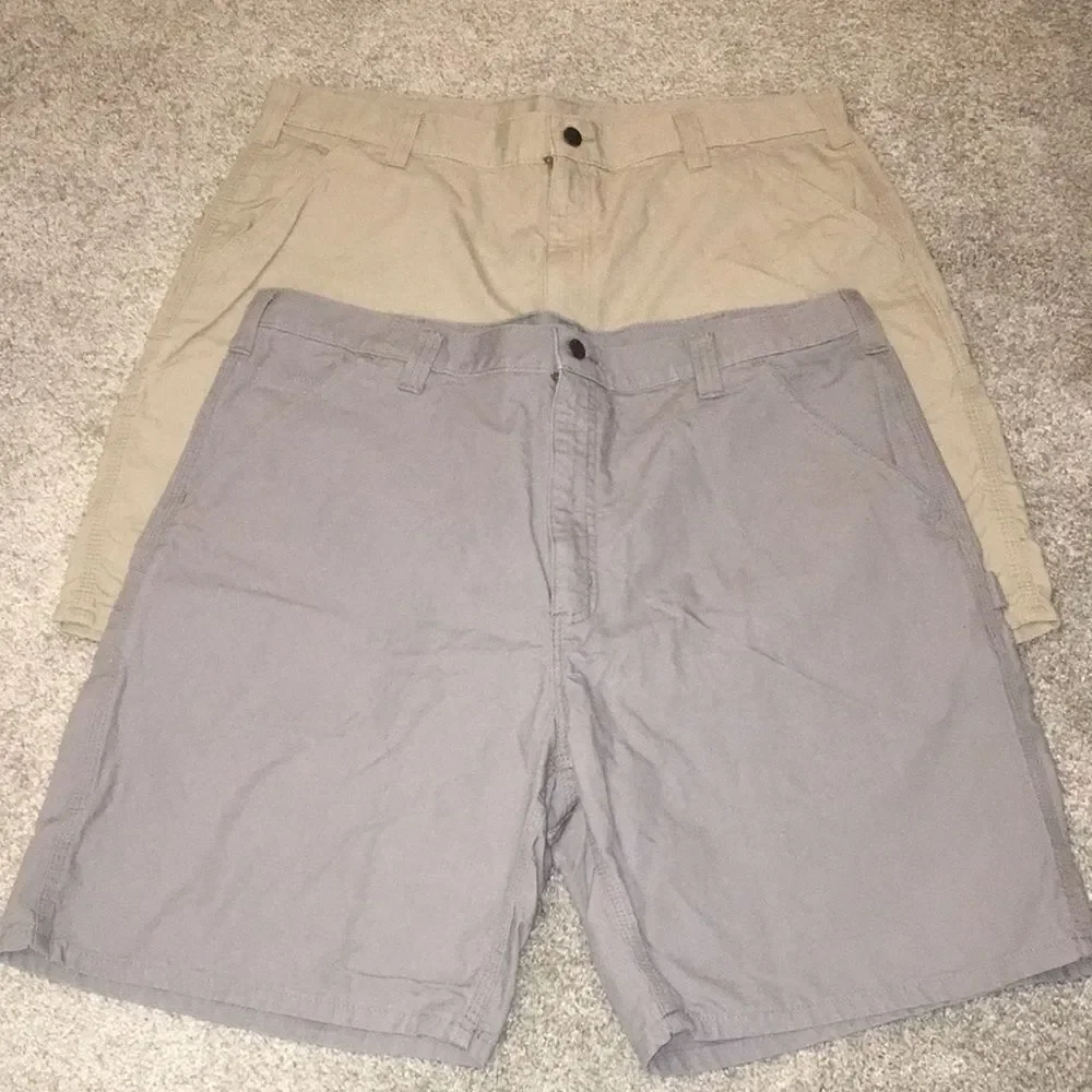 2-TWO 8” Carhartt Carpenter Cargo Heavy cotton denim flat front work shorts 40